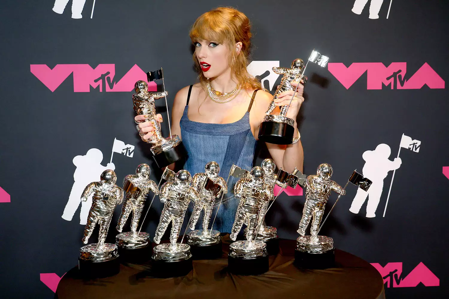 Taylor Swift is seen backstage during the 2023 MTV Video Music Awards at Prudential Center on September 12, 2023 in Newark, New Jersey