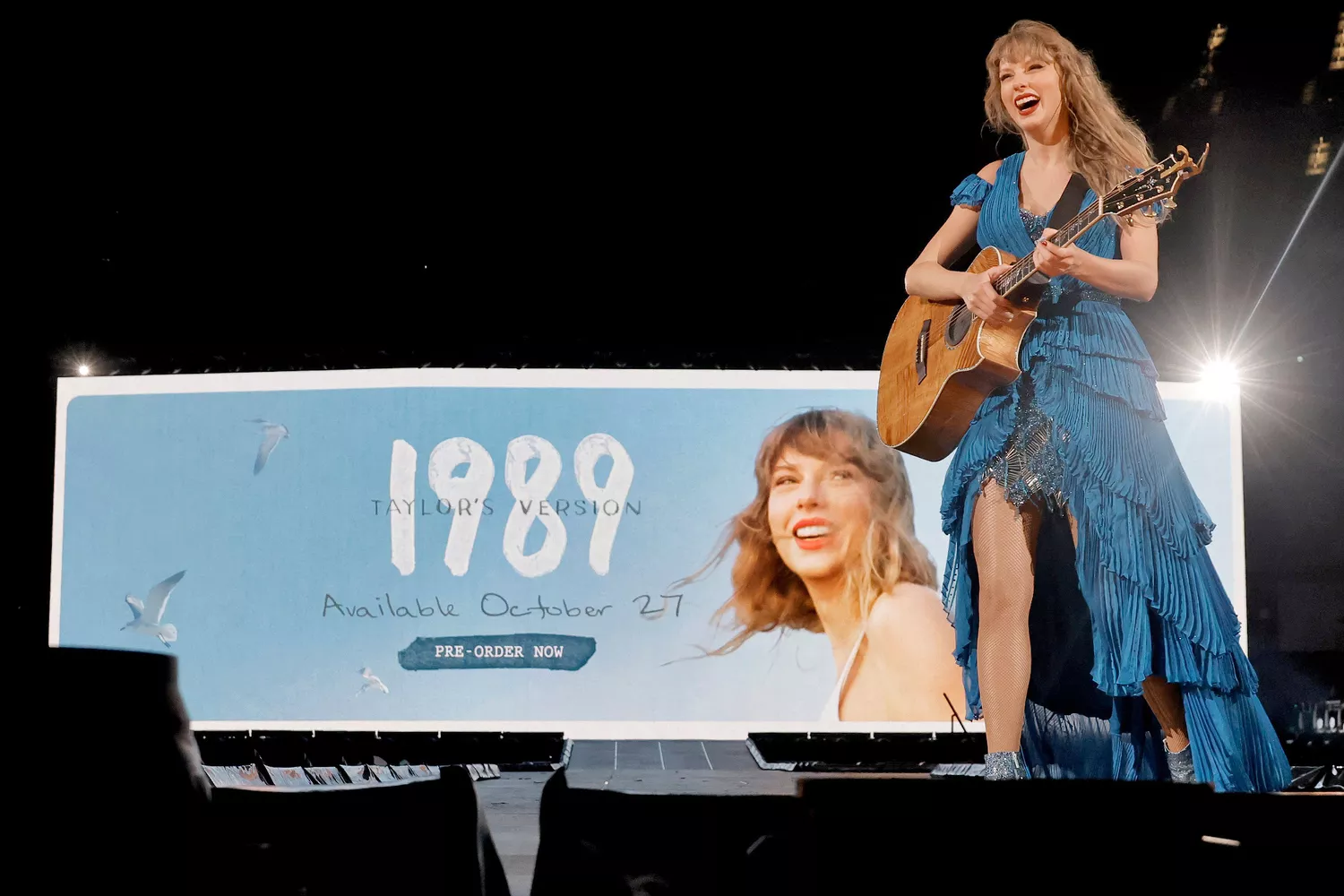 Taylor Swift performs onstage during The Eras Tour at SoFi Stadium on August 09, 2023 in Inglewood, California. 