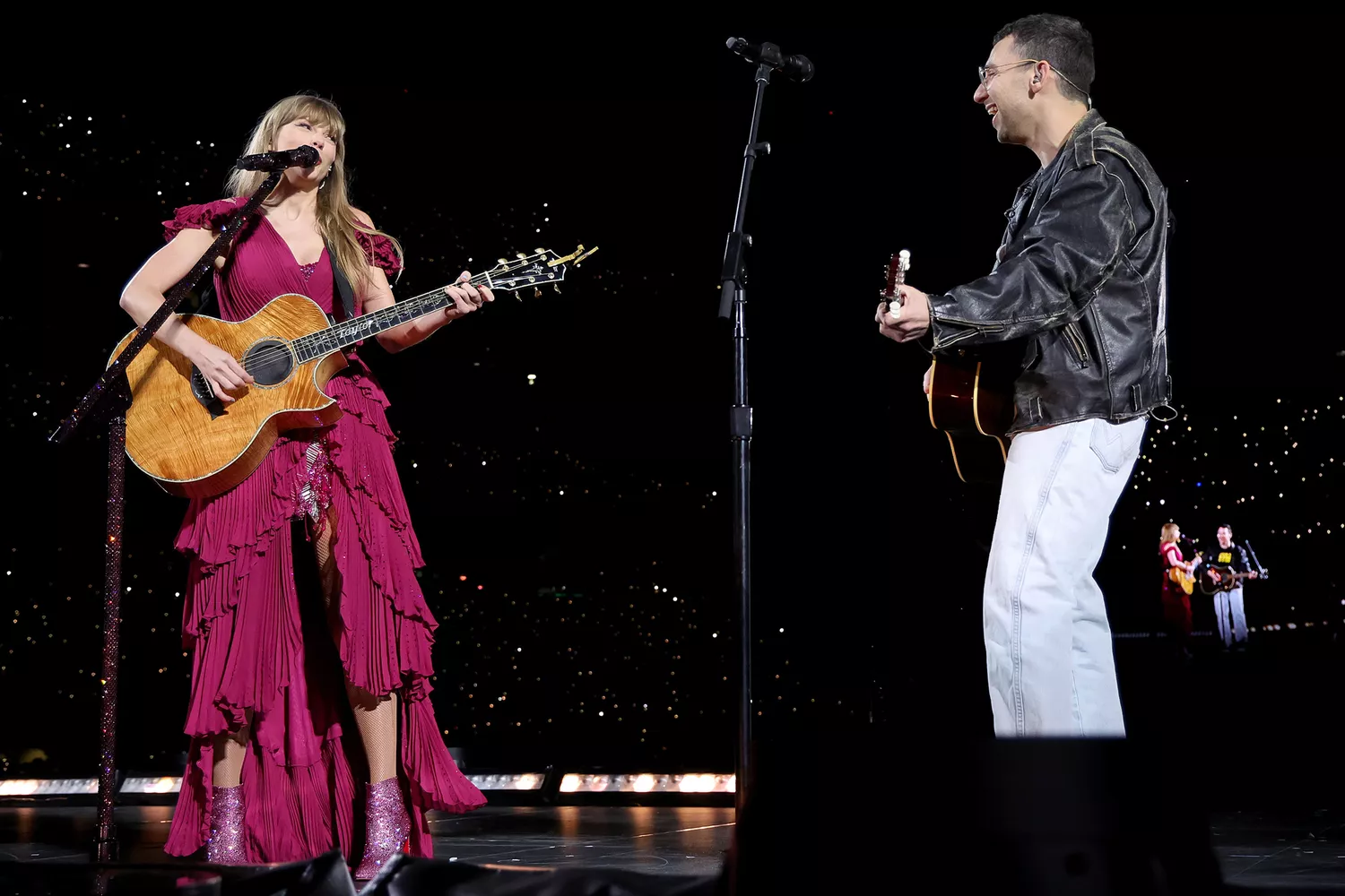 Taylor Swift and Jack Antonoff perform onstage during Taylor Swift | The Eras Tour