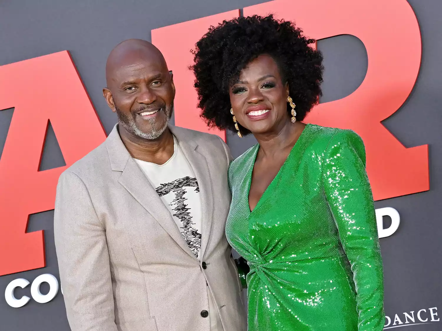 Julius Tennon and Viola Davis attend the Amazon Studios' World Premiere of "AIR" at Regency Village Theatre on March 27, 2023 in Los Angeles, California