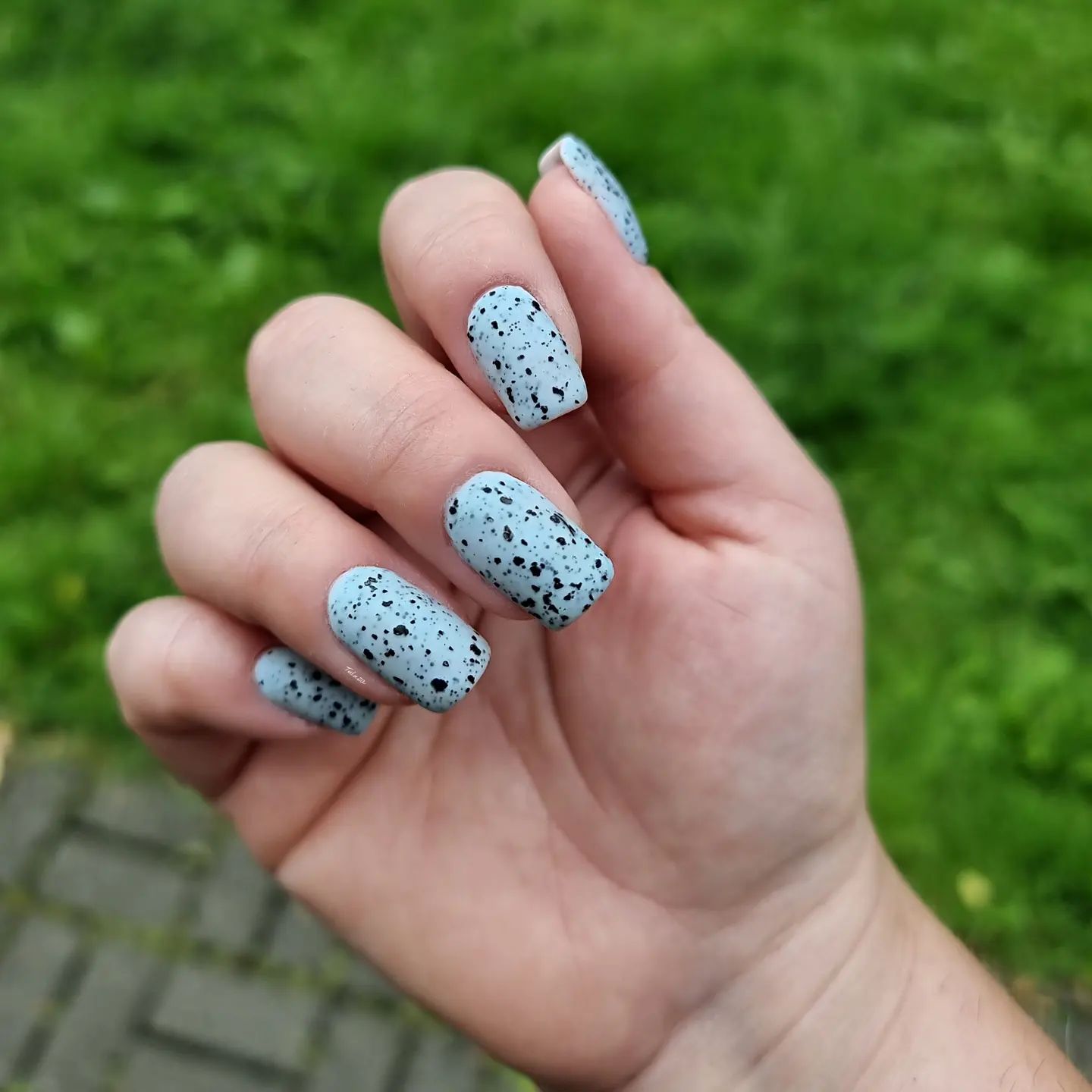 Matte nail polish gives a person a different look for nails and it is the same for light blue one, too. If you don't want to use it as plain, you can draw some dots on it.