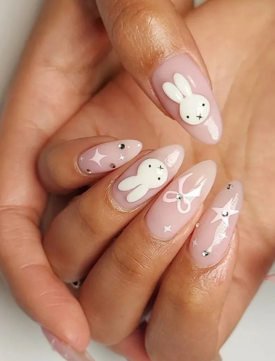 baby pink and white nails