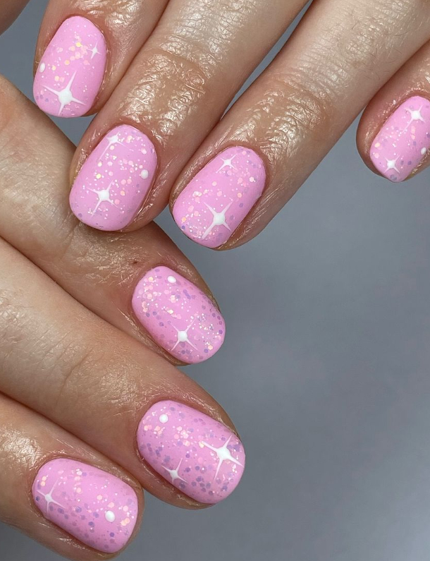 baby pink glitter and stars