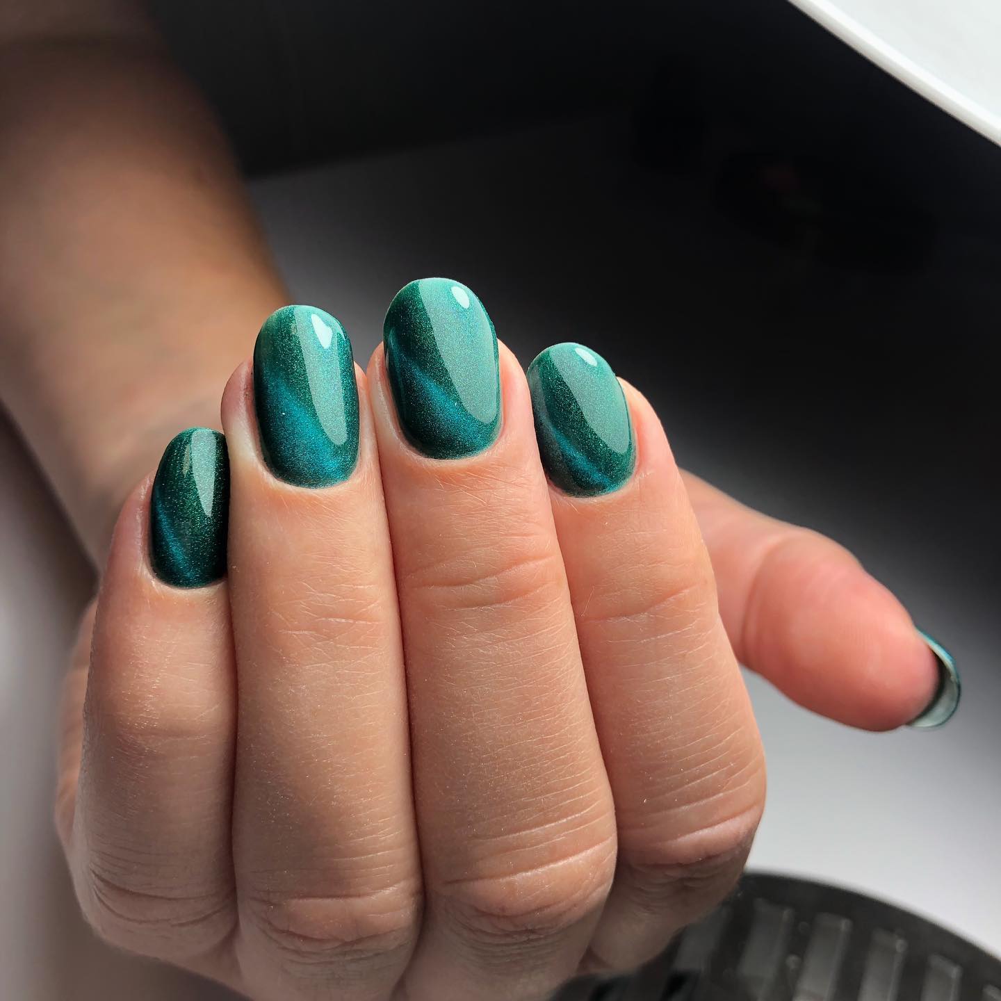 If you’re not sure what to apply to your nails but you would like to have something that is not simple, cat eye is for you. Bluish color has some blue an green effects in it.