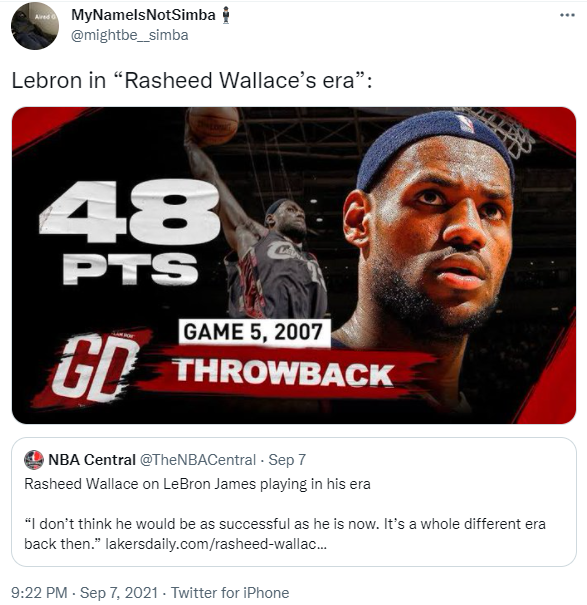 Chê bai LeBron James, Rasheed Wallace bị Netizen