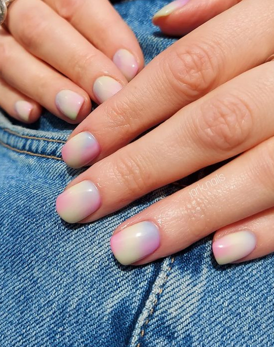 pink and blue pastel nails