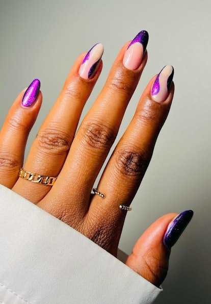 Purple abstract swirls are on-trend.