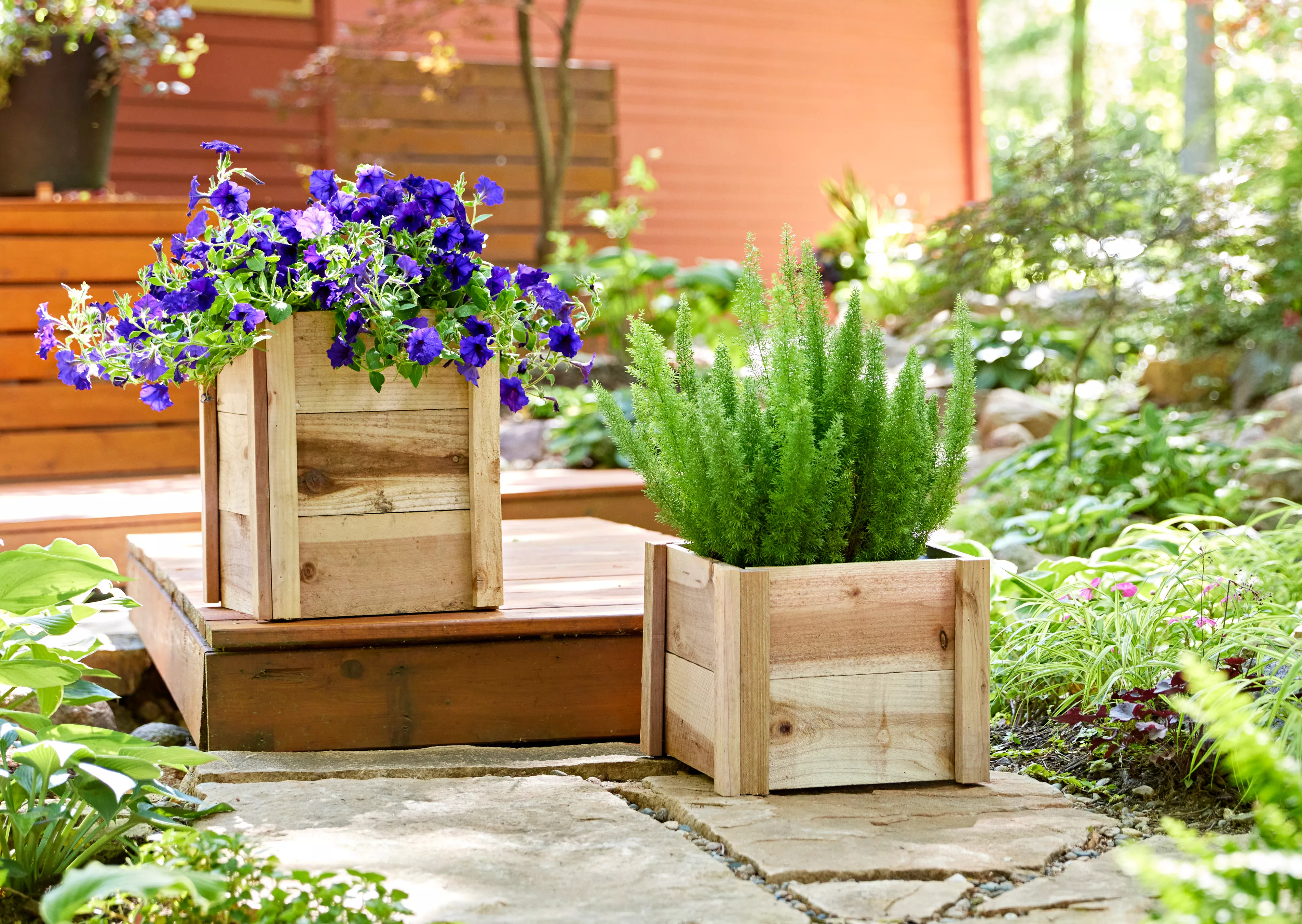 wooden DIY planter boxes