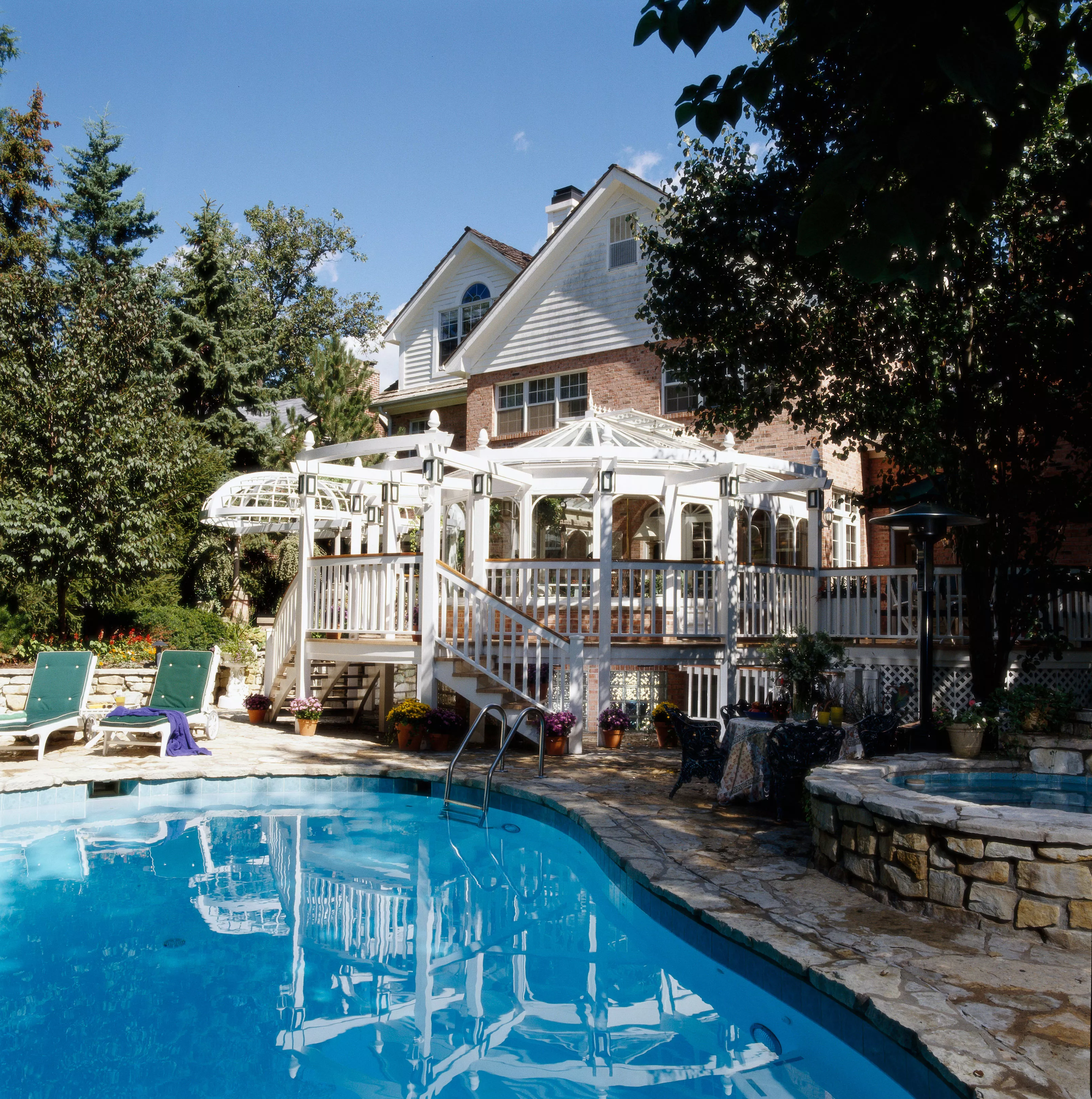 Backyard white deck