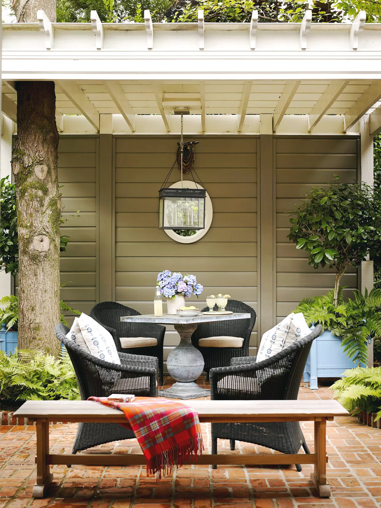 Arbor over wicker chairs