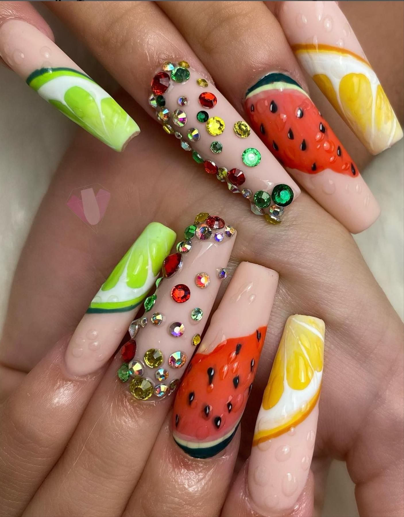 30 Pretty fruit nail designs perfect for Summer nails 2022 - | Fruit nail  designs, Summer acrylic nails, Fruit nail art