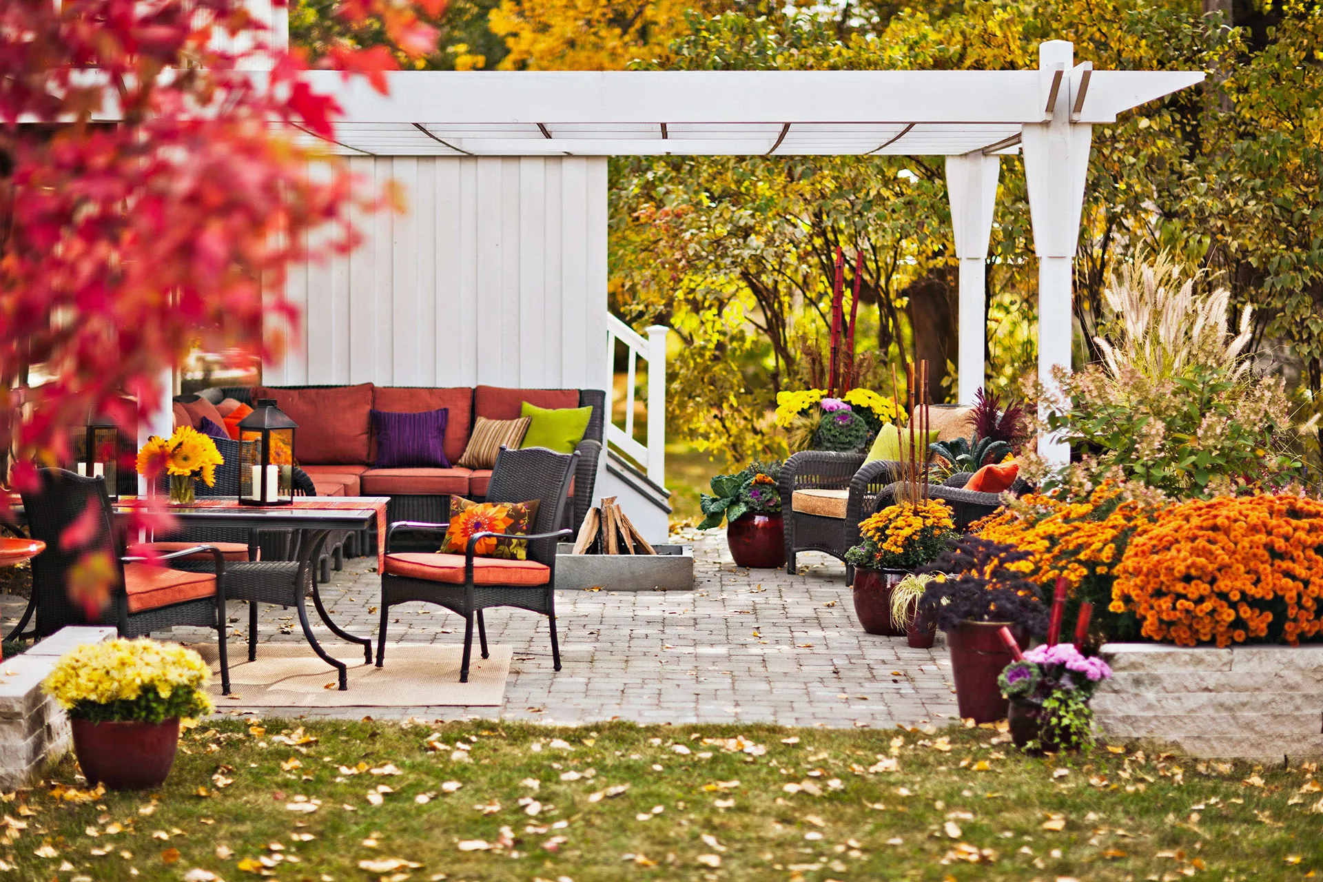 backyard patio area with outside furniture