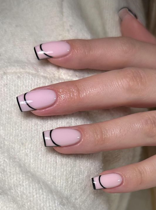 black and pink french tips