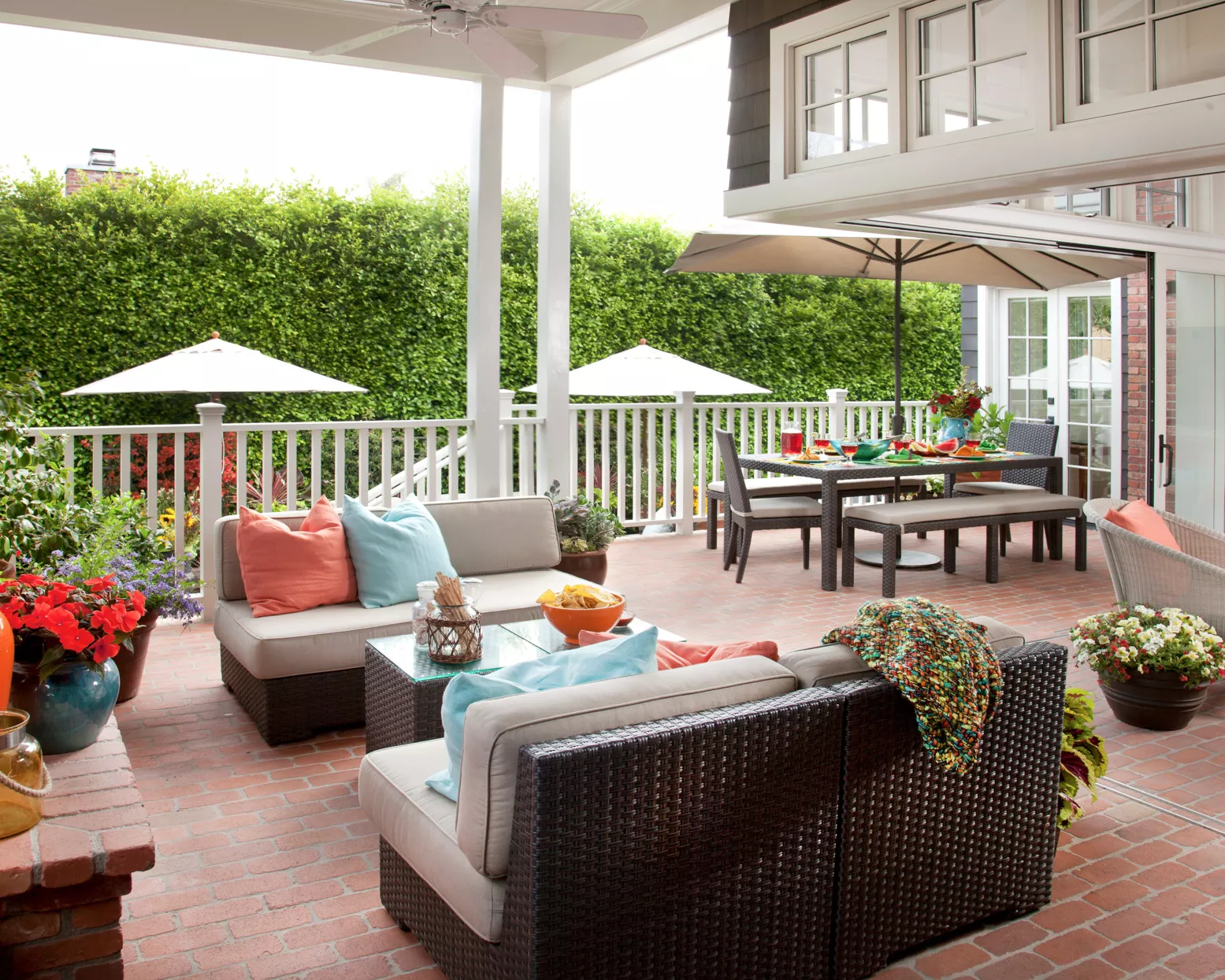 brick patio with covered and open zones