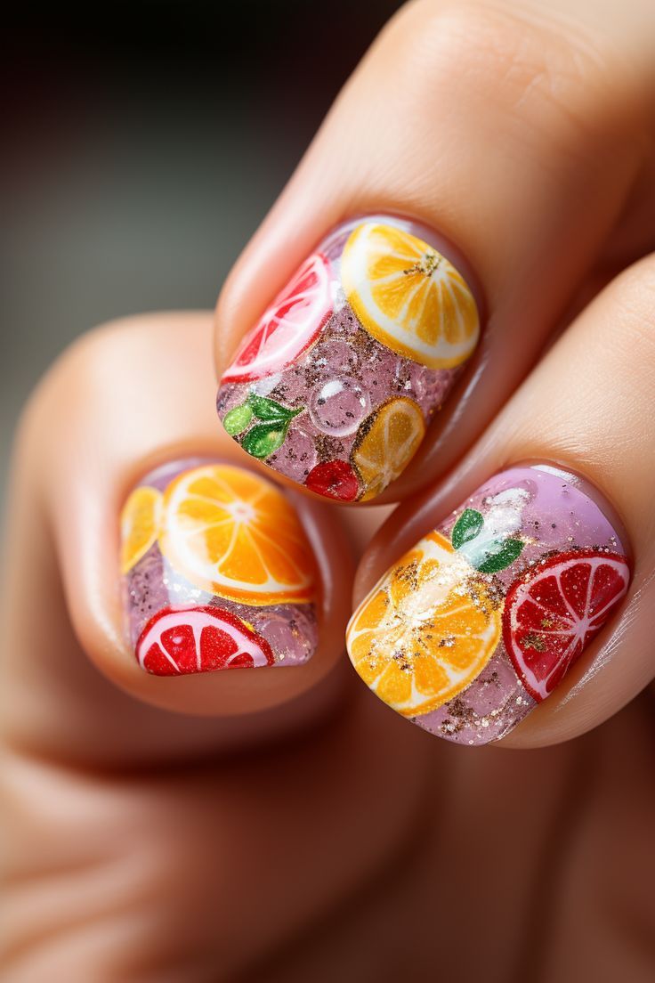 Vibrant Fruit Salad Nail Designs for Summer