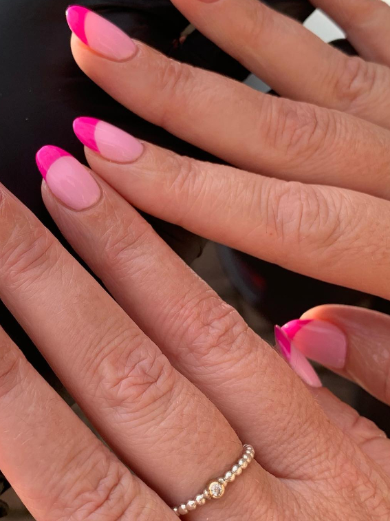 double pink french tip nails