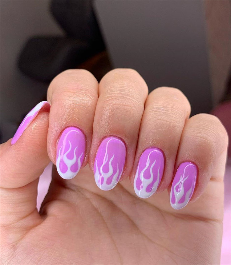 40 Awesome flame nails ideas, There are blue flame or yellow flame or black flame and more. These flame nails ideas are so cool and stunning that you will love them all. #flamenails #flamenailsacrylic #naildesigns