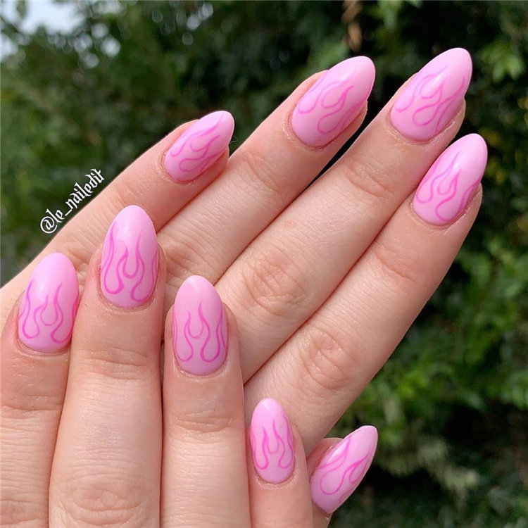 40 Awesome flame nails ideas, There are blue flame or yellow flame or black flame and more. These flame nails ideas are so cool and stunning that you will love them all. #flamenails #flamenailsacrylic #naildesigns