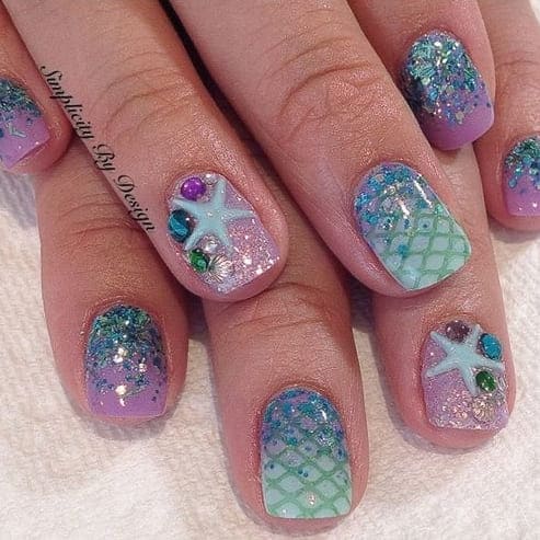 mermaid nail design: starfish accent 