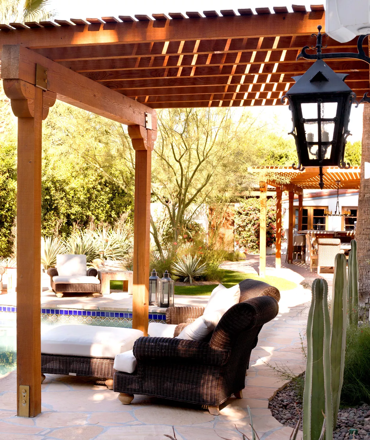 Outdoor patio covered in arbor