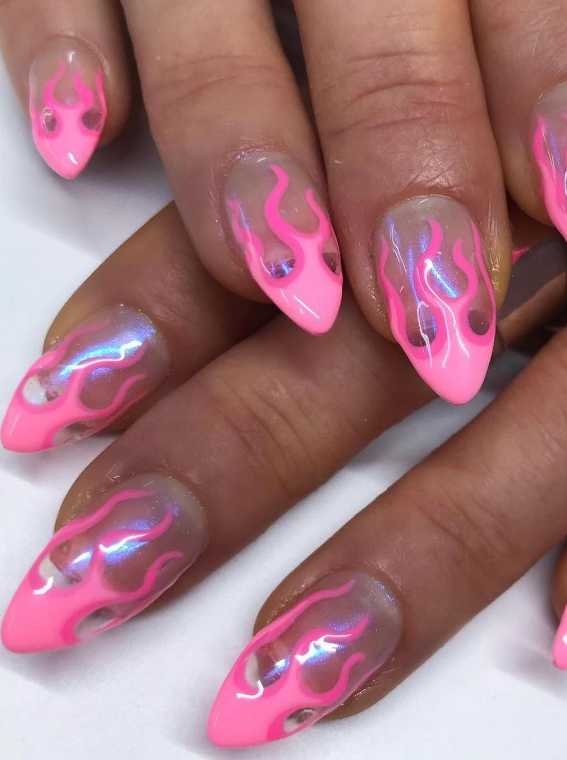 pink flame french tips