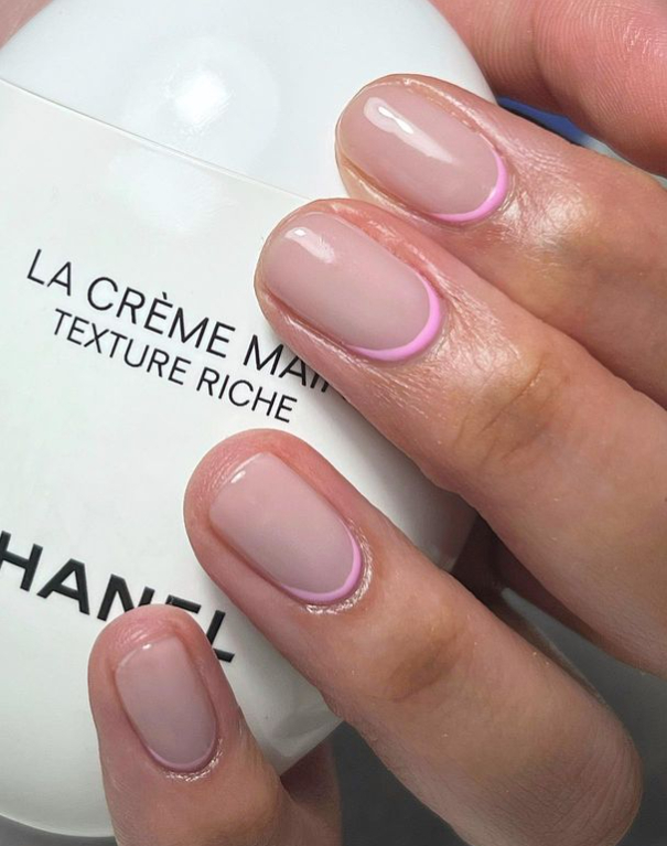 reverse pink french tip nails