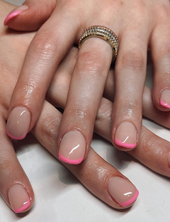 square nude and pink french nails