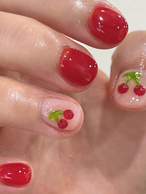 summer Korean nail design: fruits