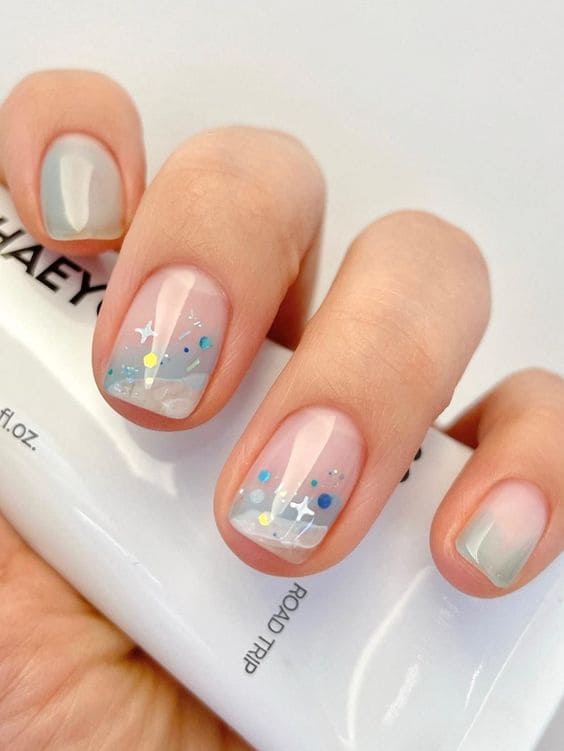 summer Korean nail design: beach