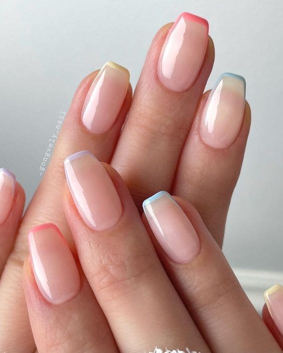 summer pastel French tips