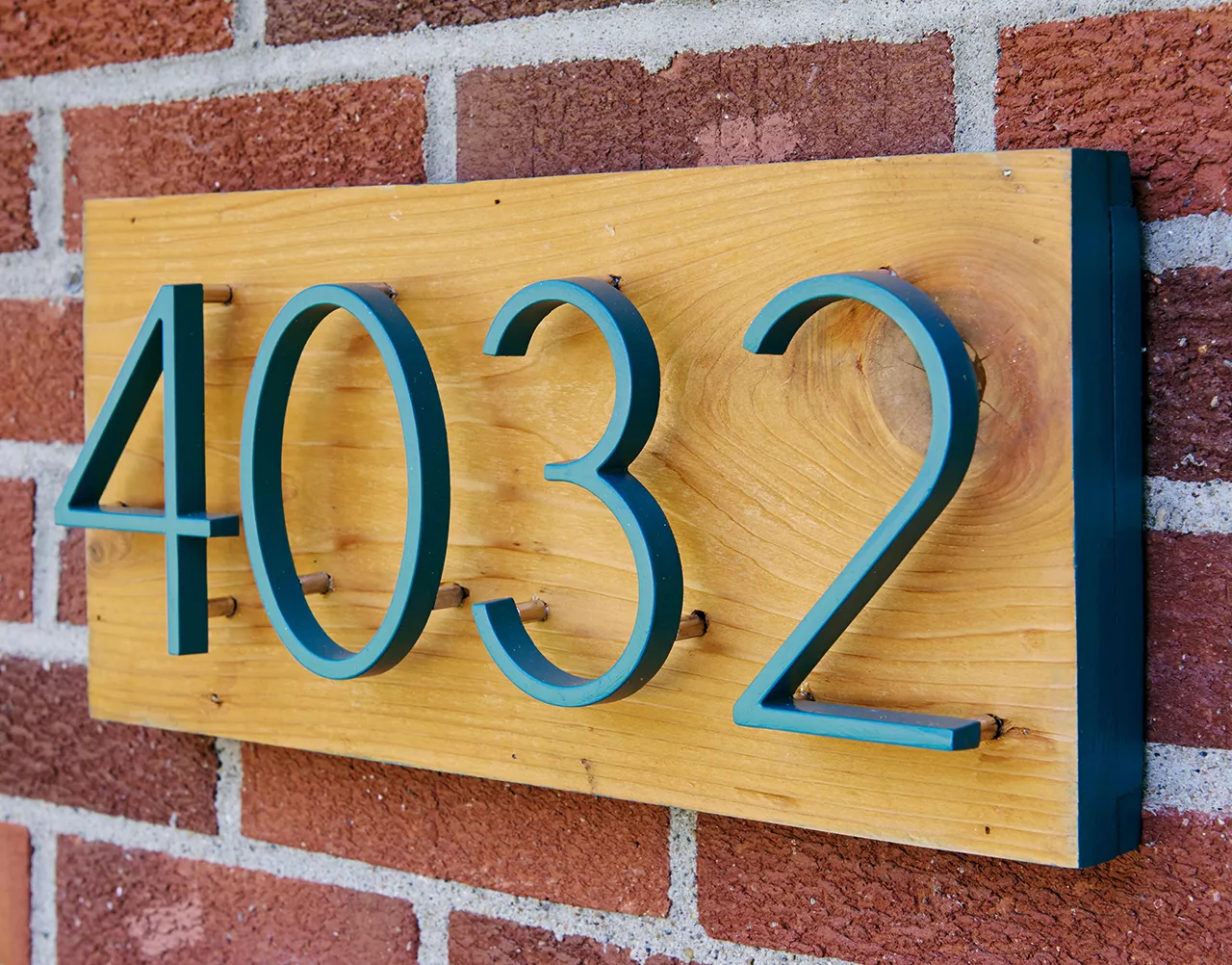 wood mounted house numbers