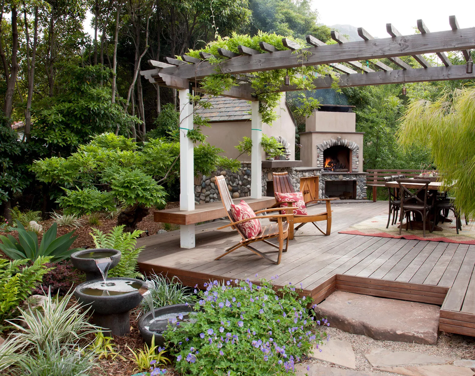 wood patio with pergola