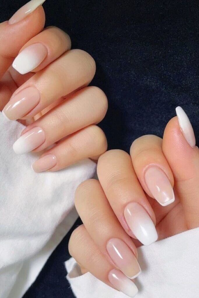 Diagonal White French Tip Nails