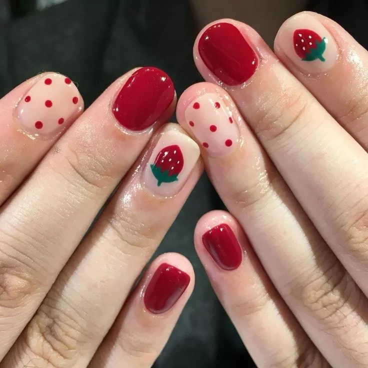 cute strawberry nails