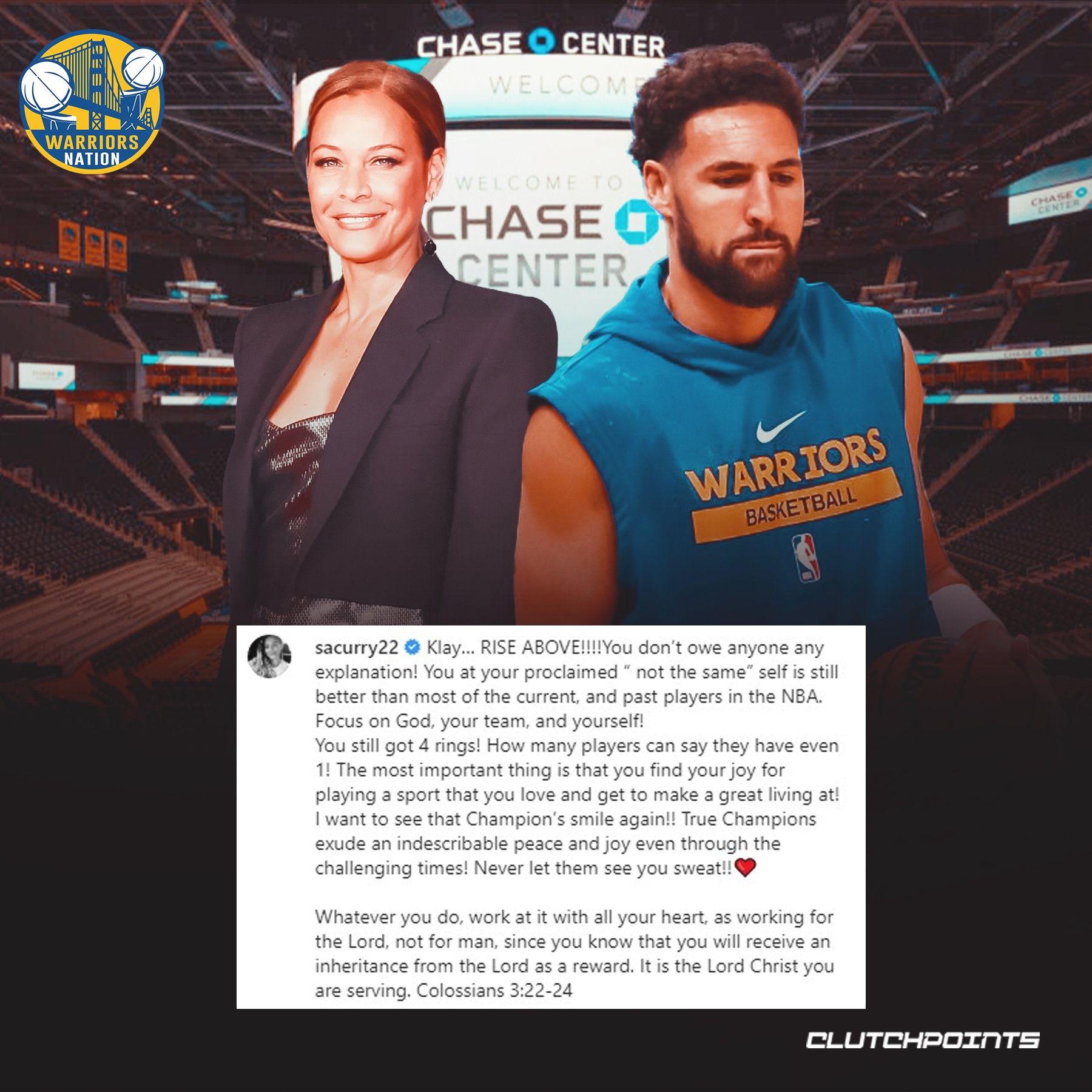 Warriors Nation on X: "In response to Klay Thompson's critiques, Steph's  mother Sonya Curry delivered a powerful message at the right time ️ She's  the real MVP  https://t.co/B6dcnvwVY5" / X