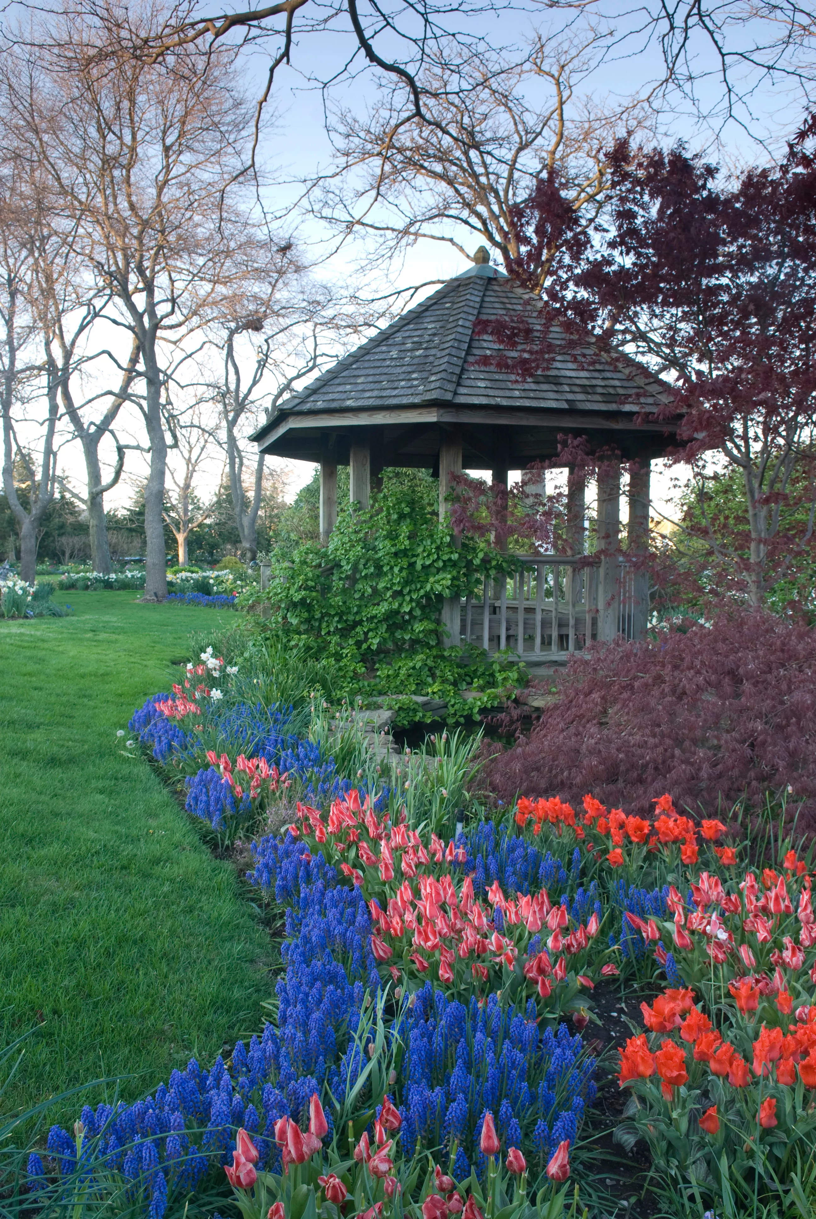 Gazebo in flower garden