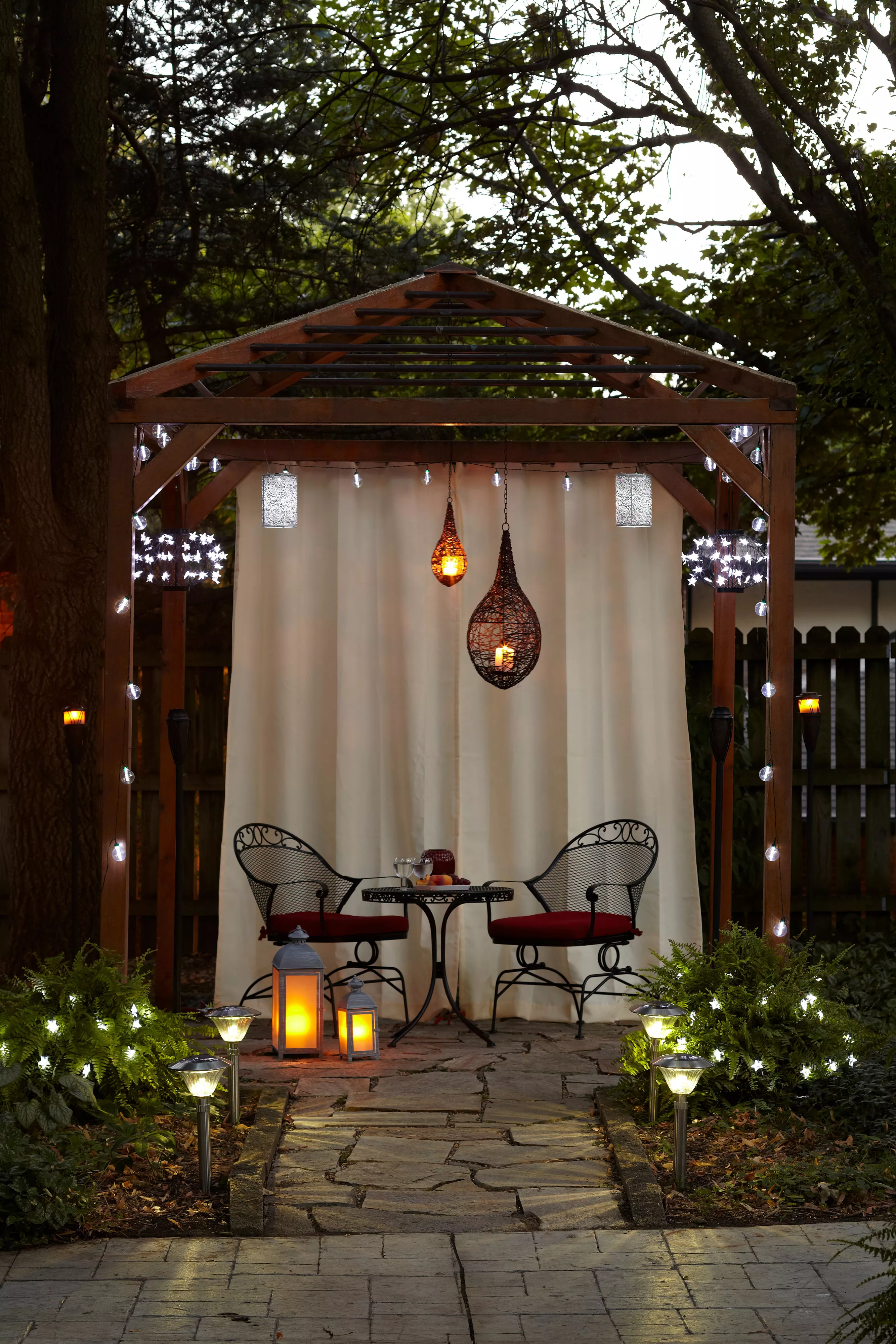 Gazebo with privacy curtain