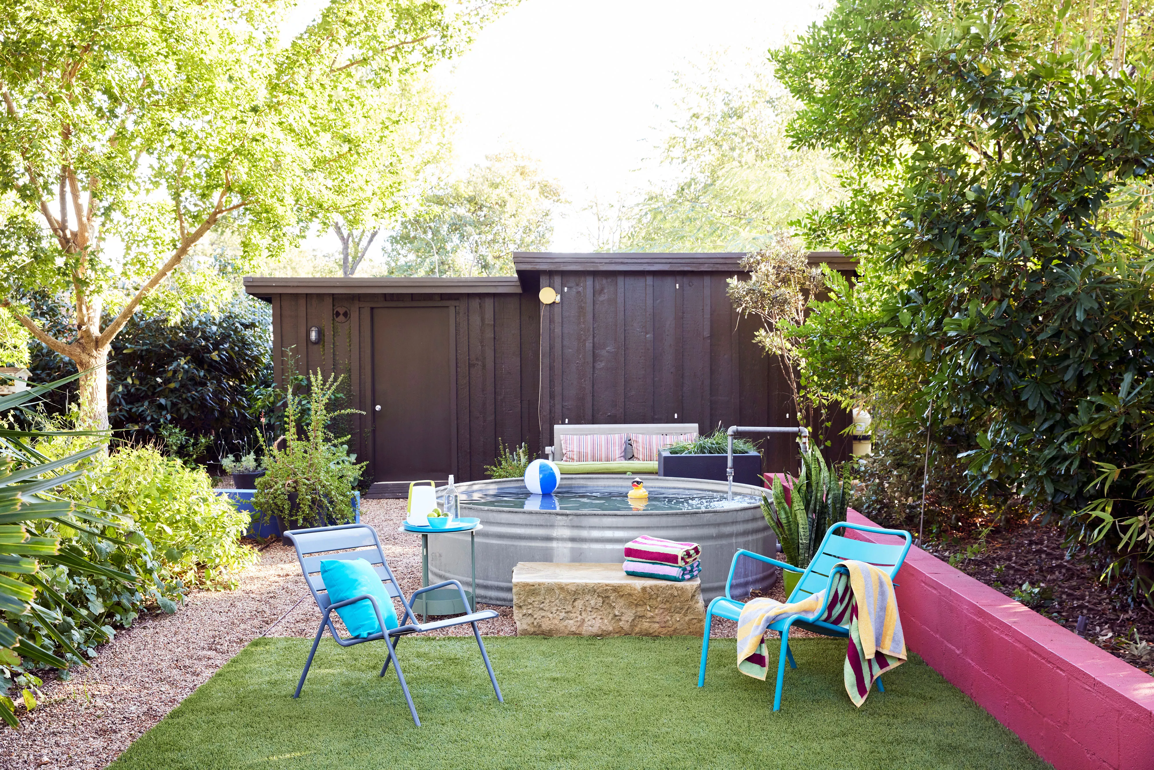 Backyard stock tank pool