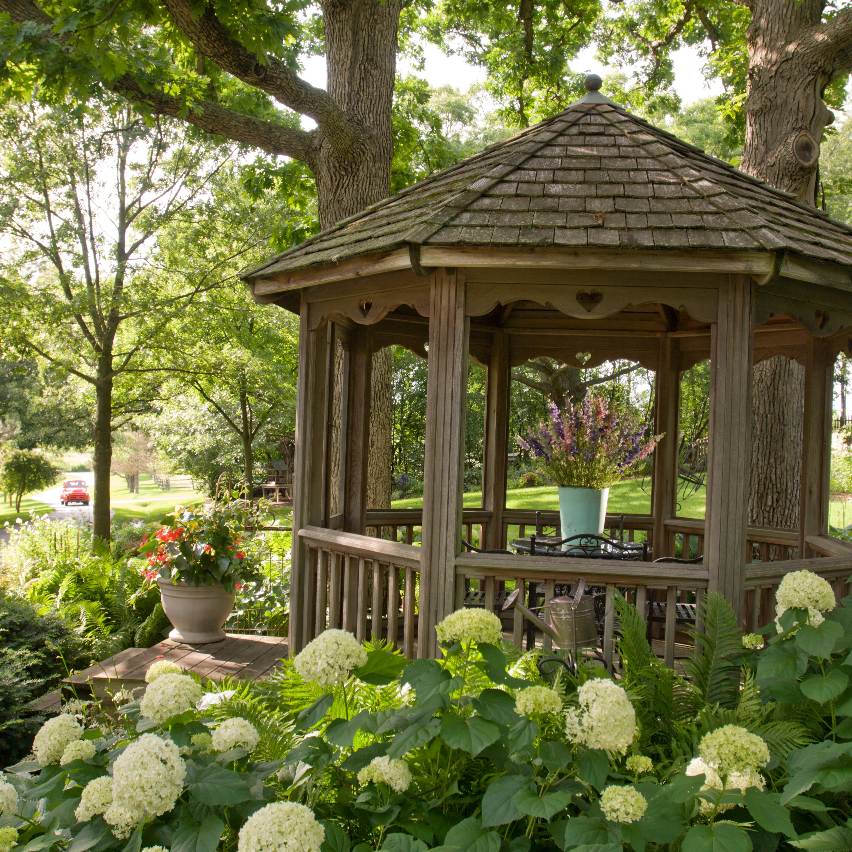 Wood carved gazebo