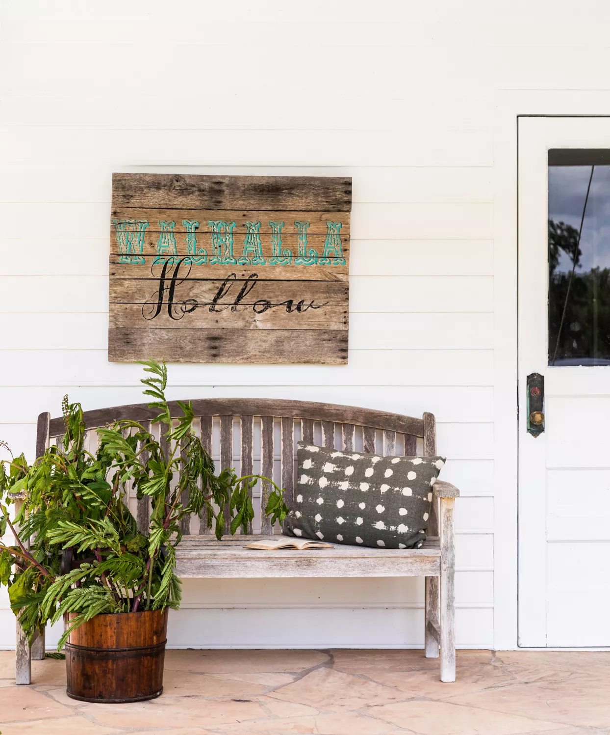 bench and decor on porch