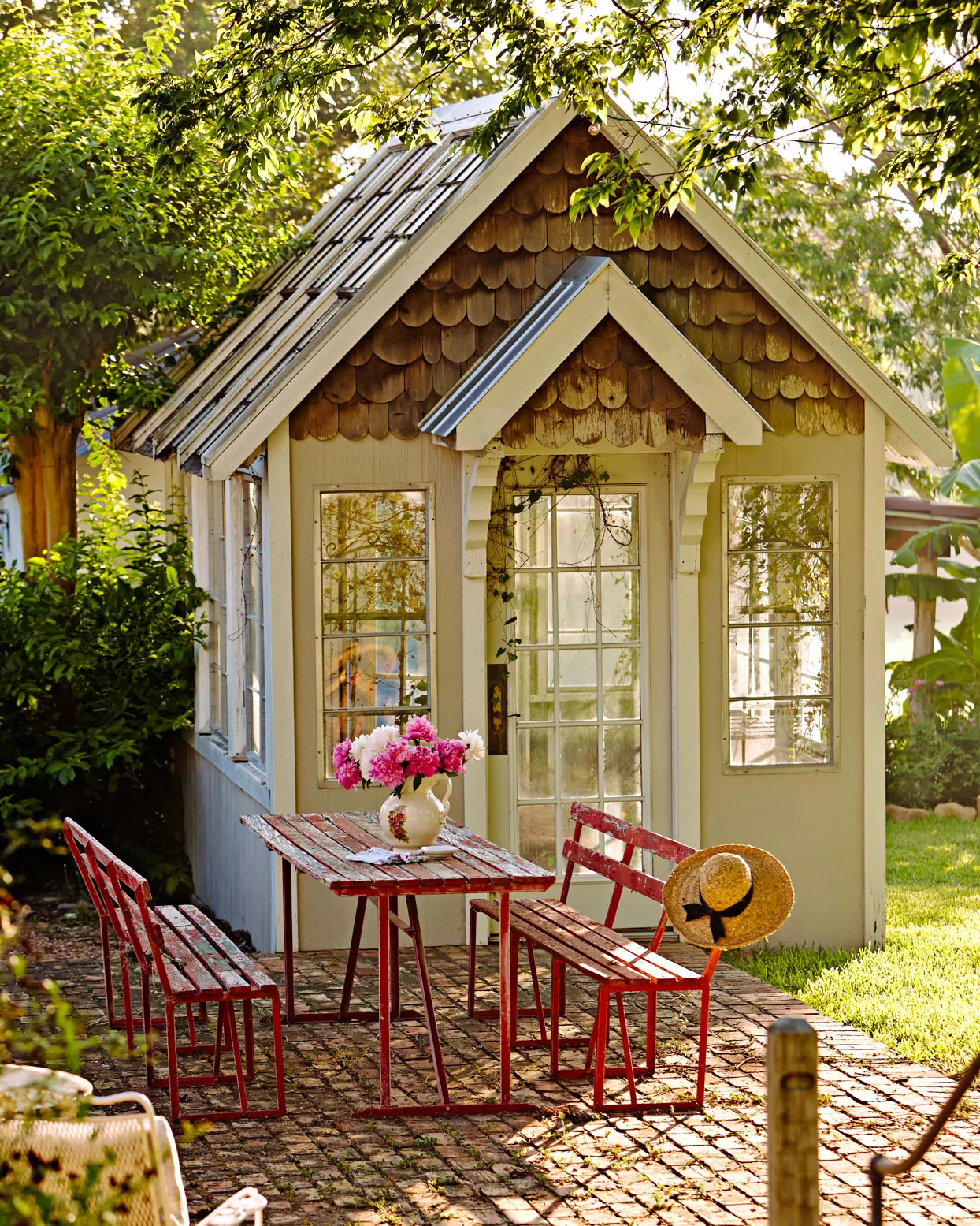 brick patio with cottage gazebo