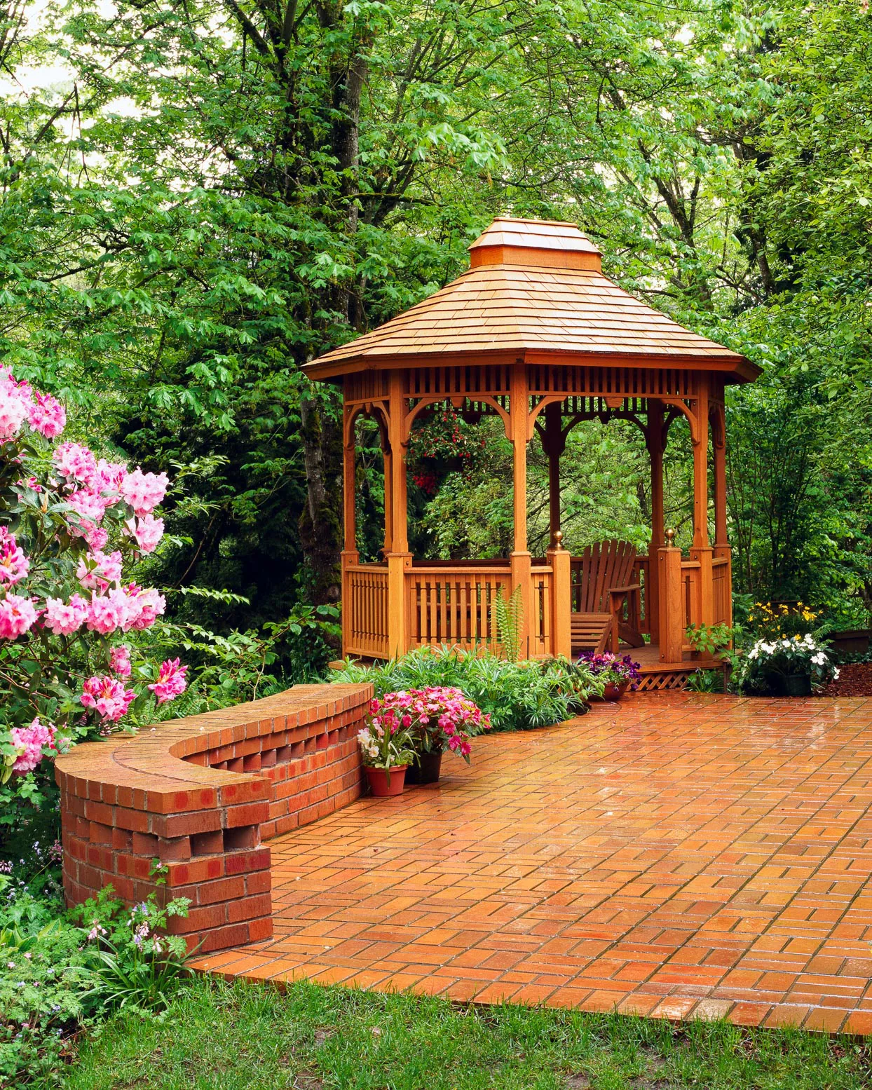 gazebo entertaining area with brick patio