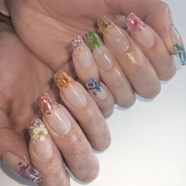 FRENCH WITH A TWIST  FLORAL SPRING NAIL DESIGNS