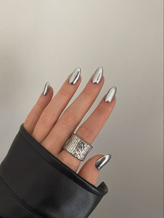 Silver Metallic Nails