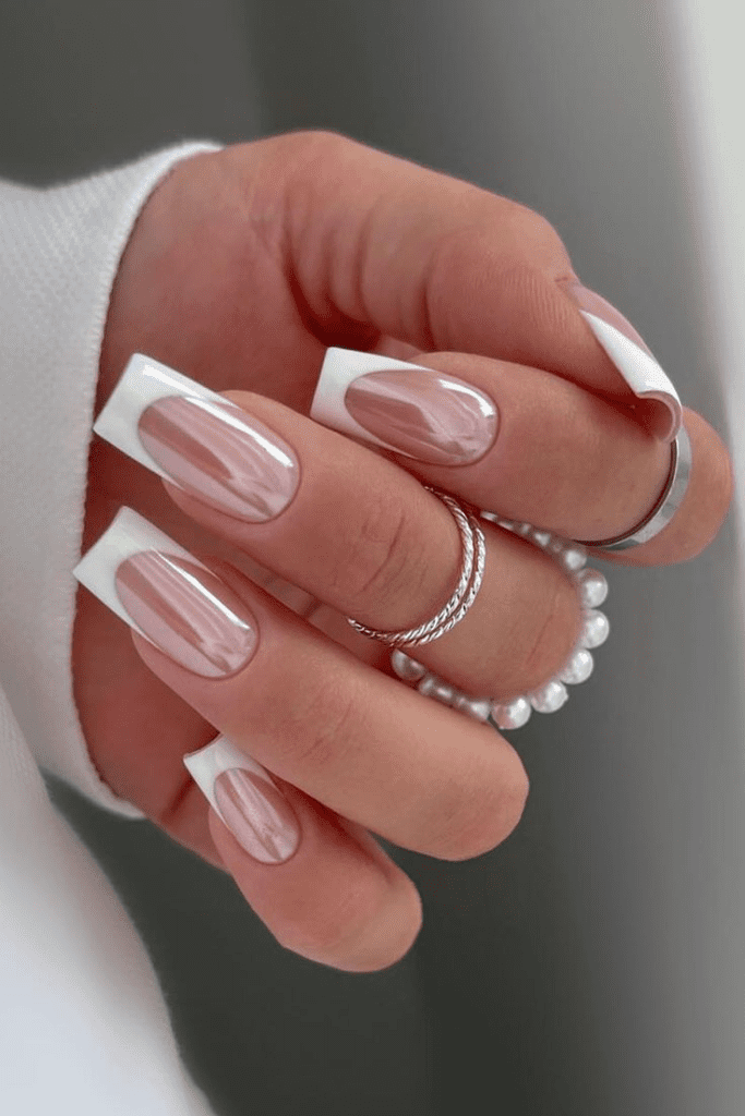 White French Tips in Square Nails 