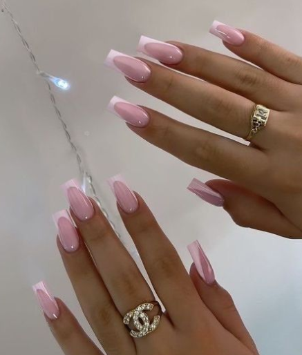 Sheer Pink with White Tips