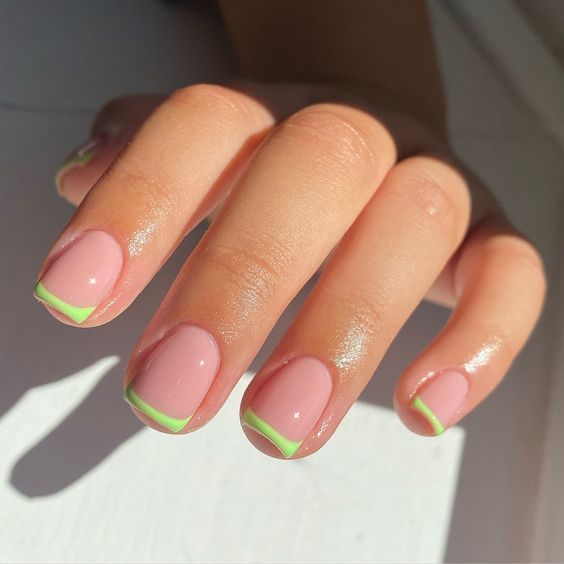 neon french tips for short nails