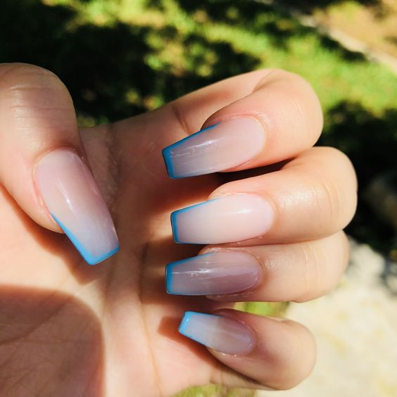 Blue French Tips With Black Outline