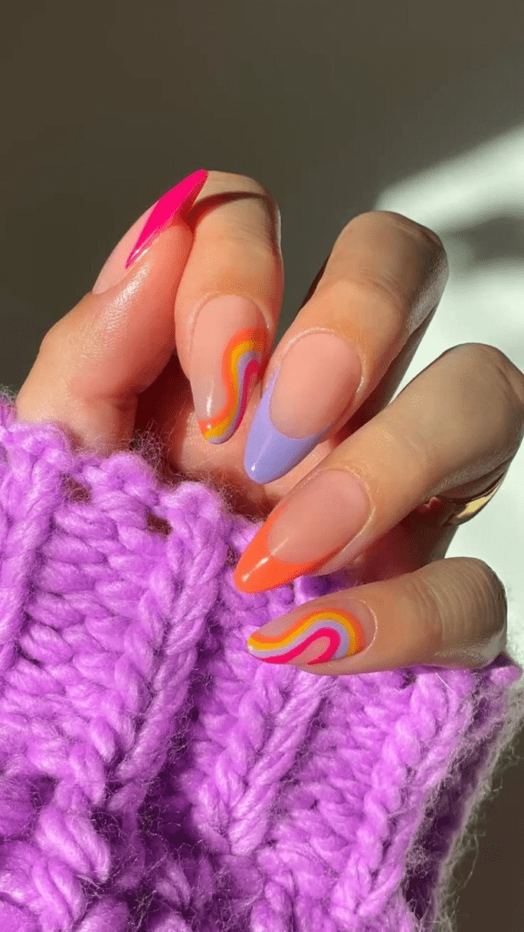 geometric pattern summer nails