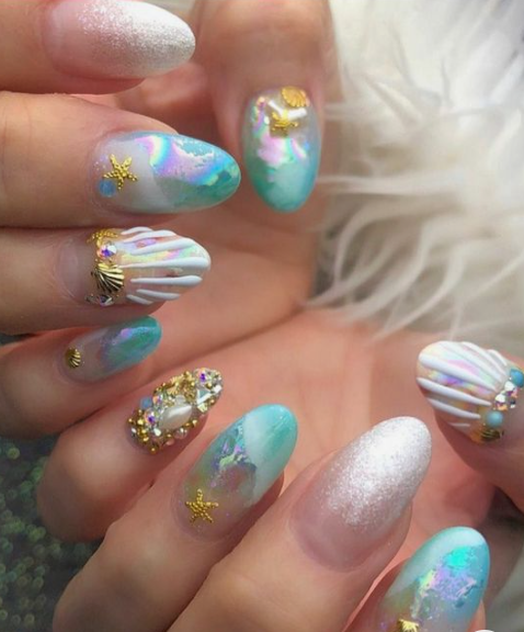 mermaid summer nails